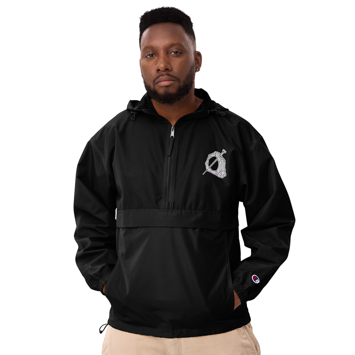 Embroidered Champion Packable Jacket with Zero Life Logo